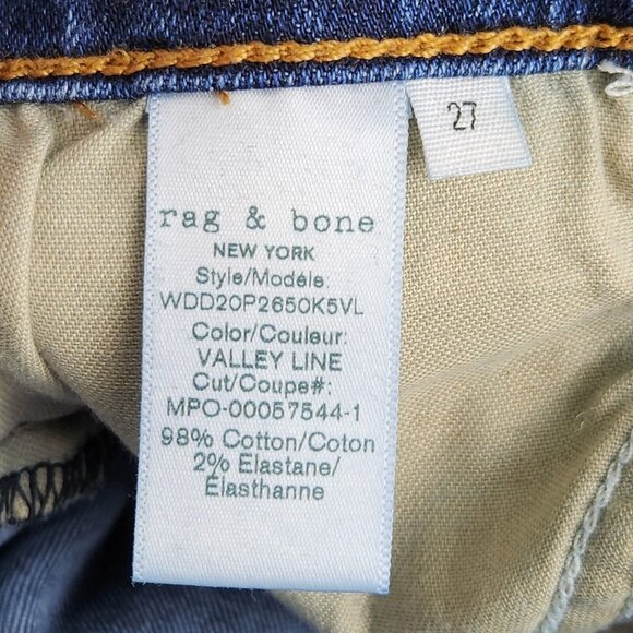 Rag and Bone Jeans Womens 27 Blue Skinny Leg Mid Rise Ankle Stretch Casual Denim - Picture 10 of 12